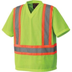 🆕Pioneer Men Green BreathableVisibility Work Safety Polyester Mesh T Shirt